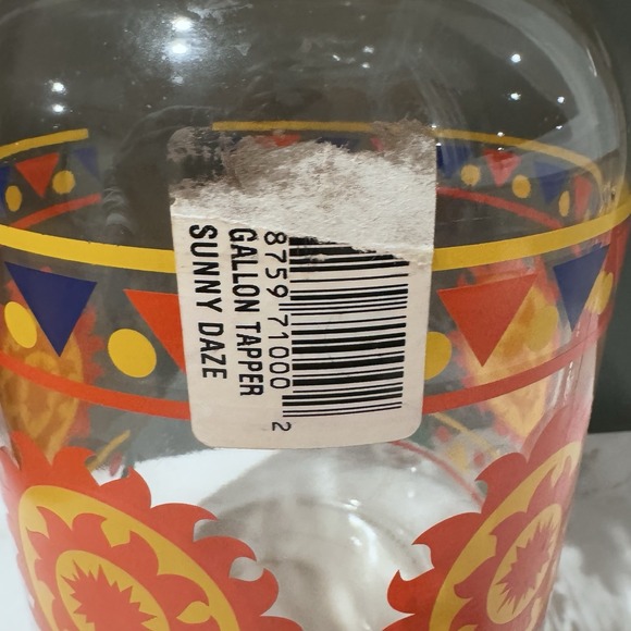 VTG Anchor Hocking Sun Tea Gallon Glass Jar 70's Jug Dispenser Yellow Sunny Daze - Picture 4 of 8